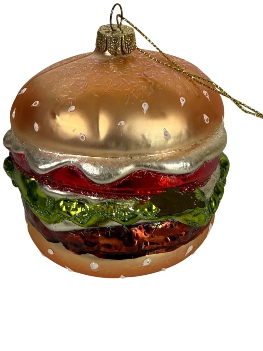 Glass Hamburger Christmas Tree Ornament Food-Themed Holiday Decoration Pop Art